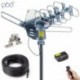 PBD Outdoor Digital Amplified HDTV Antenna, 150 Mile Motorized 360 Degree Rotation, Wireless Remote Control, 59FT RG6 Coax Cable, Coaxial Grounding Block, UHF VHF 1080P 4K, Support 2 TVs